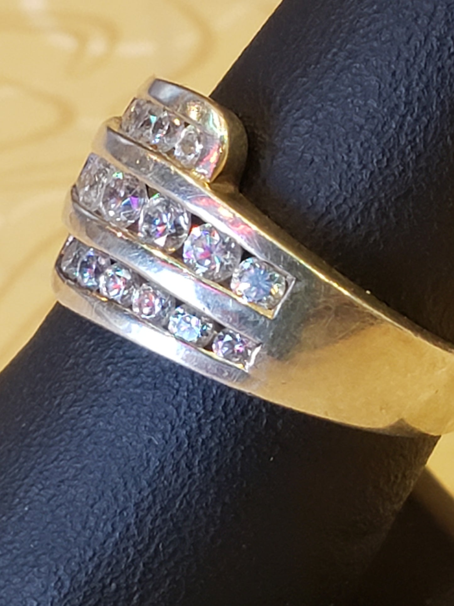 .925 Sterling ring, size 7.5, 19 CZ stones