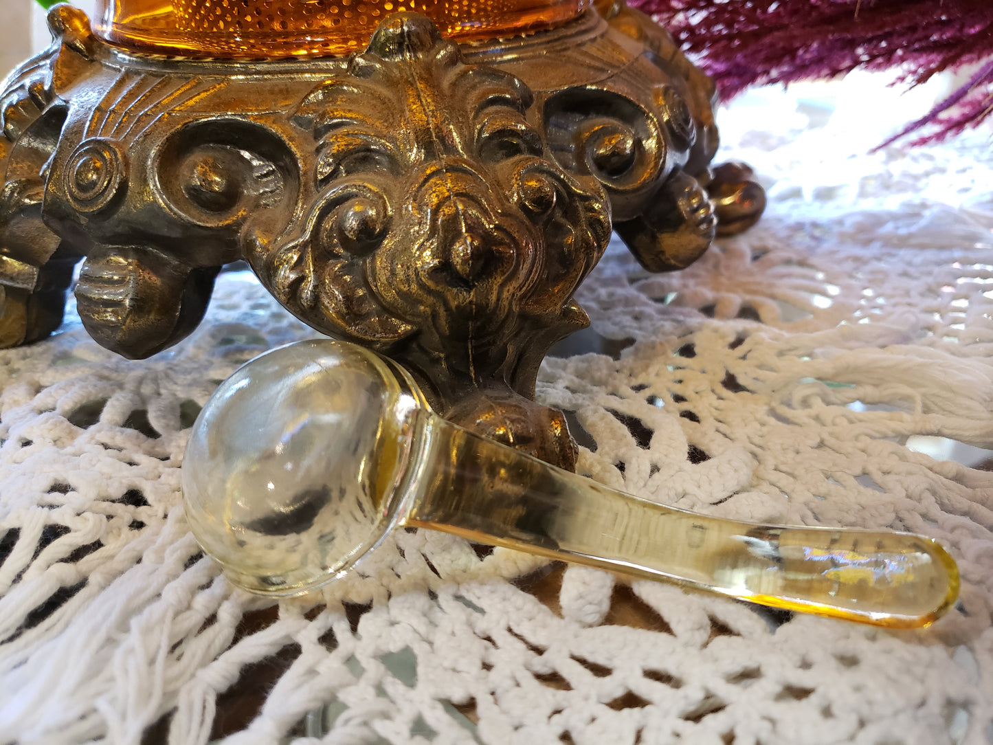 Vintage yellow glass spoon