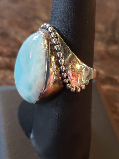 .925 Sterling ring Blue Larimer stone size 8