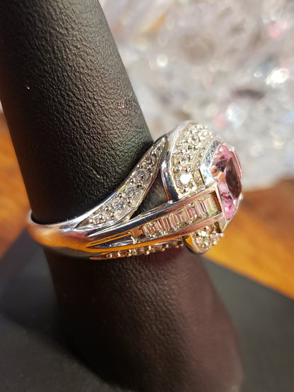 .925 Sterling ring with Pink Stone size 7