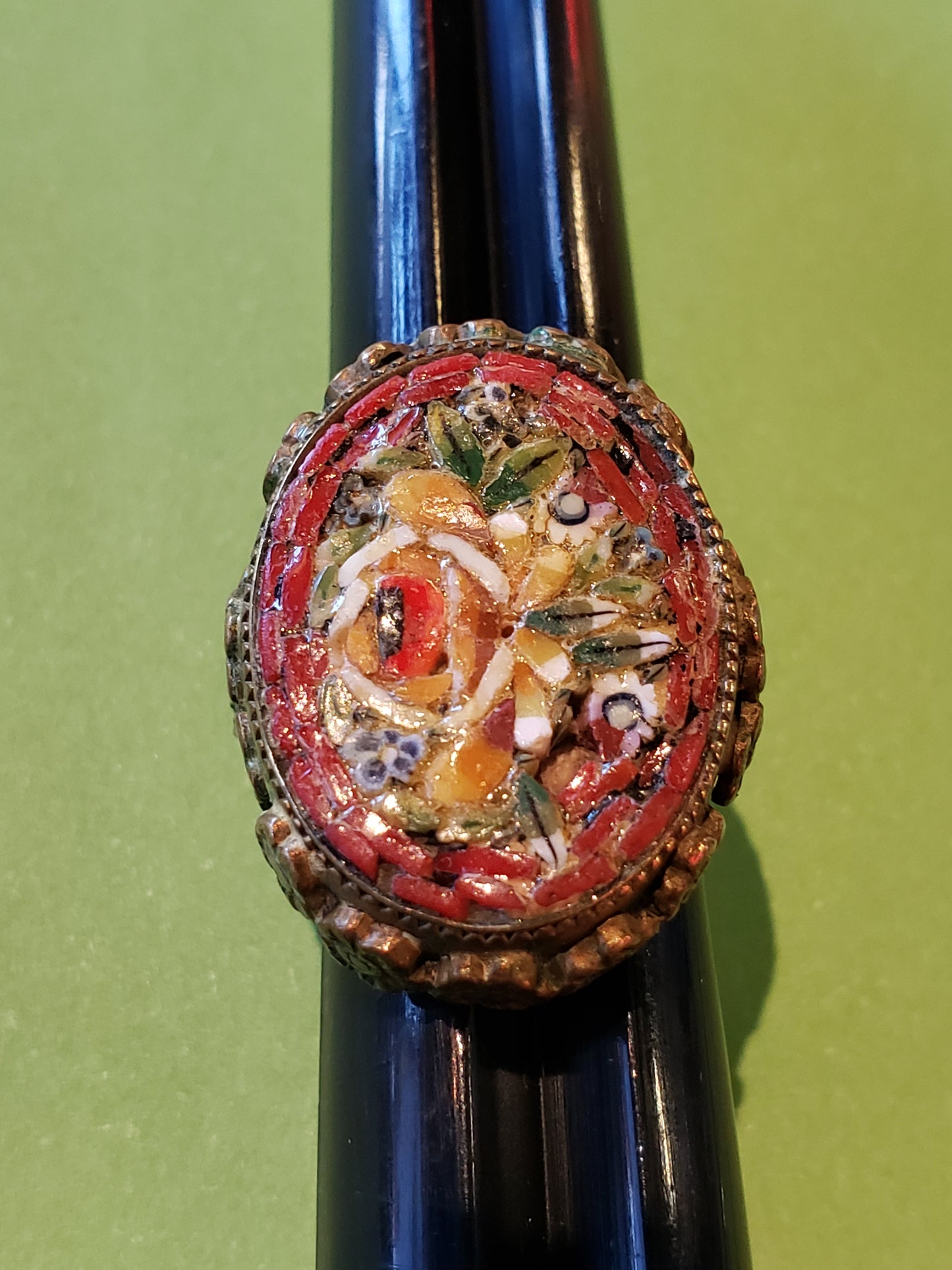 Micro Mosaic Ring size ?4 (needs repair)