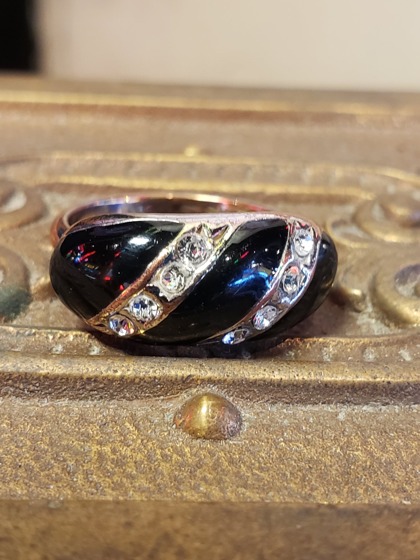 Black Stone and CZ ring size 6.5