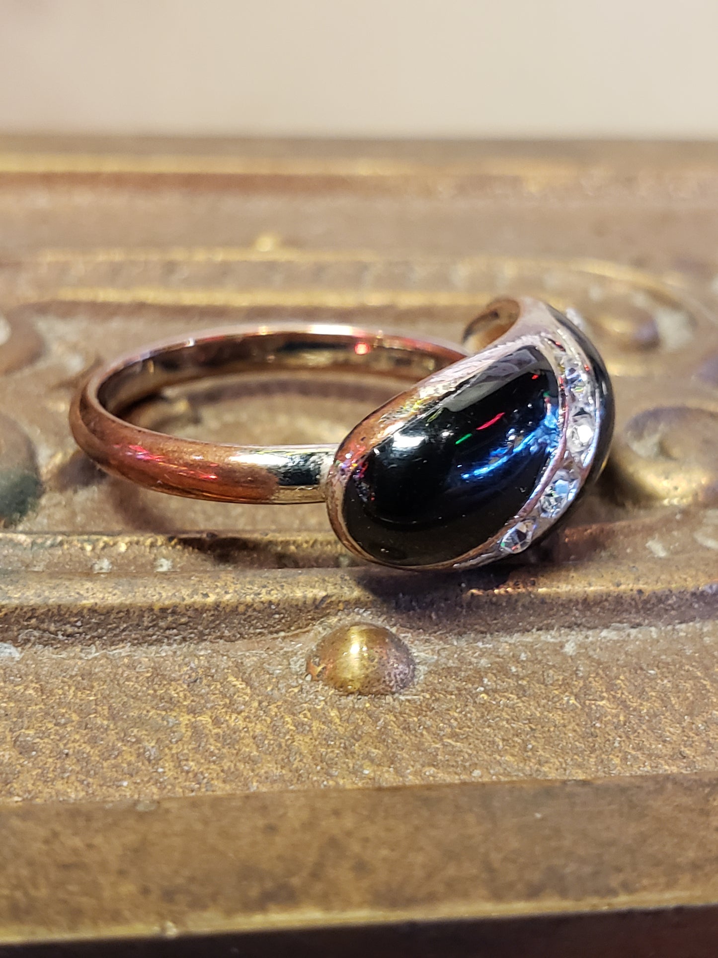 Black Stone and CZ ring size 6.5