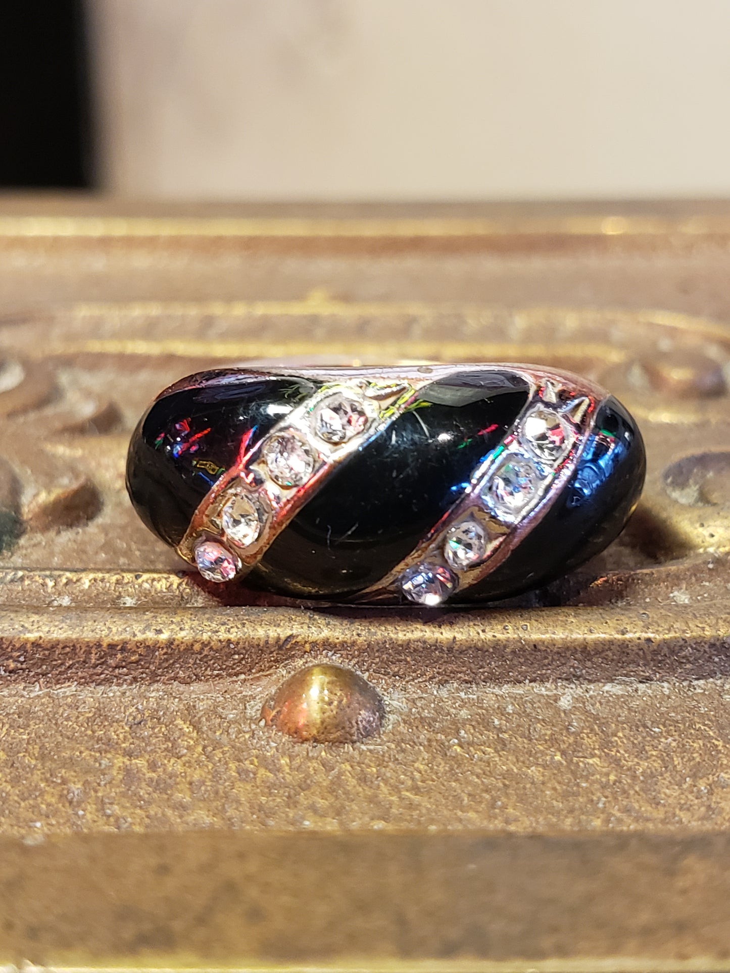 Black Stone and CZ ring size 6.5