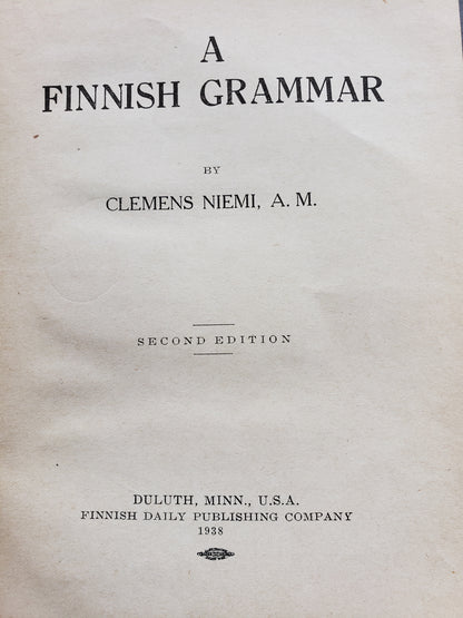 A Finnish Grammar, by Clemens Niemi (1938)