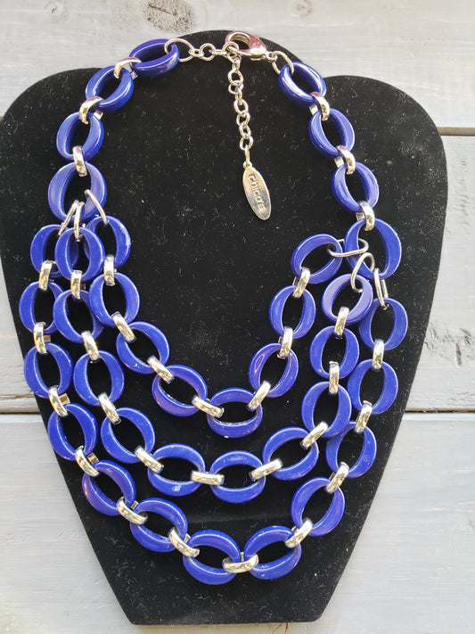 Chico's Royal Blue Triple Chain necklace