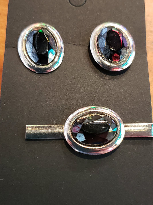 Black Onyx Cufflink and Tie Bar Set