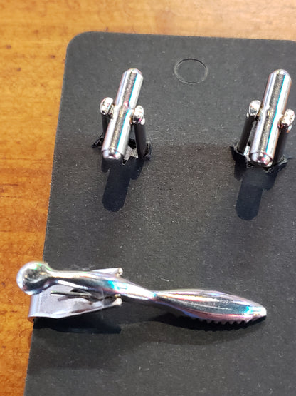 Black Onyx Cufflink and Tie Bar Set