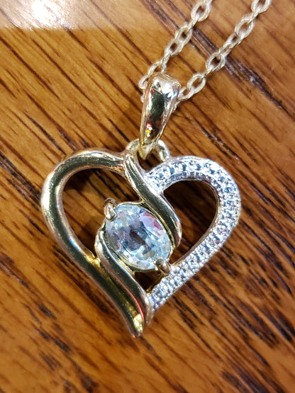 Heart necklace with blue stone