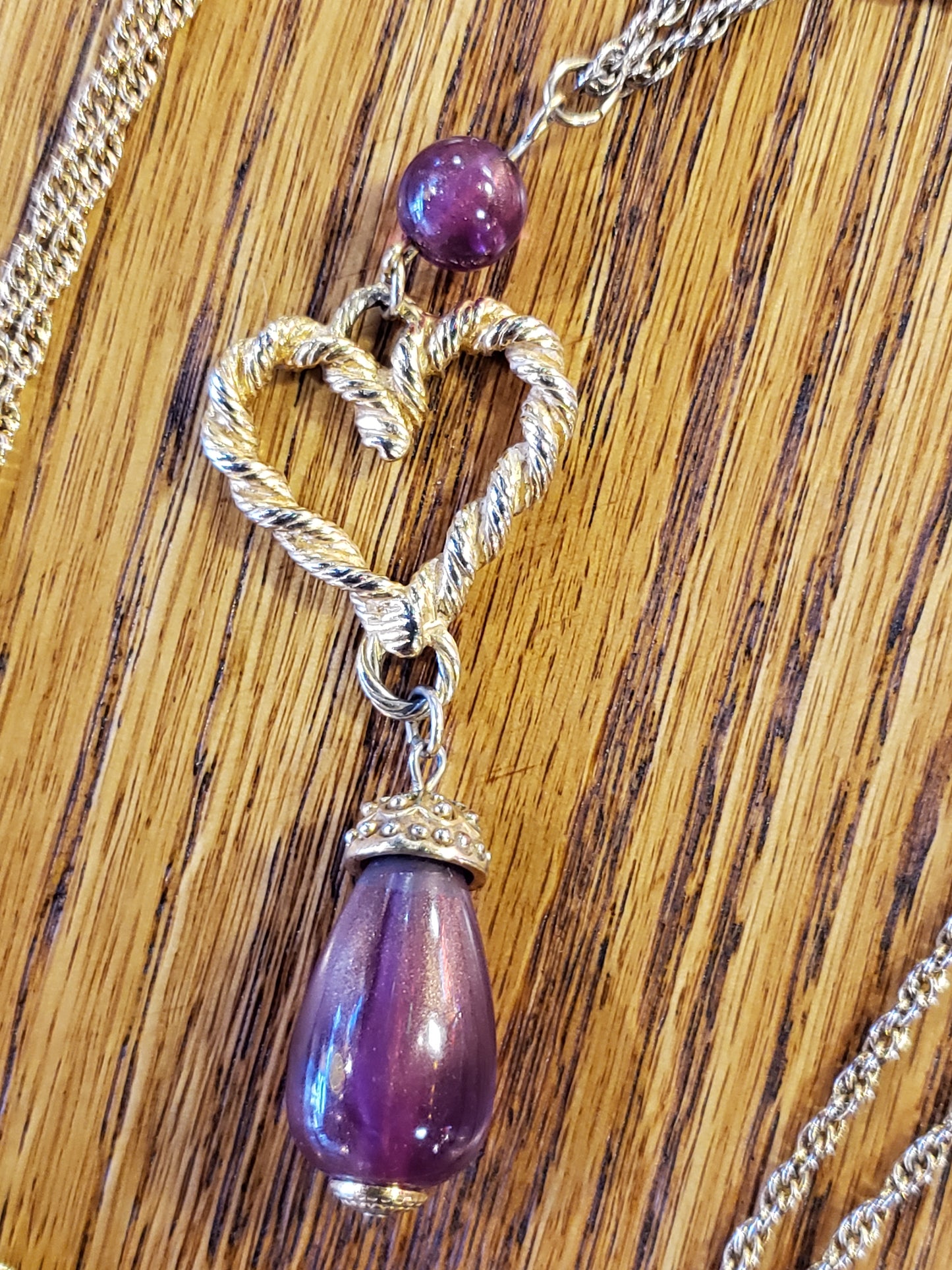 AVON heart and purple bead necklace