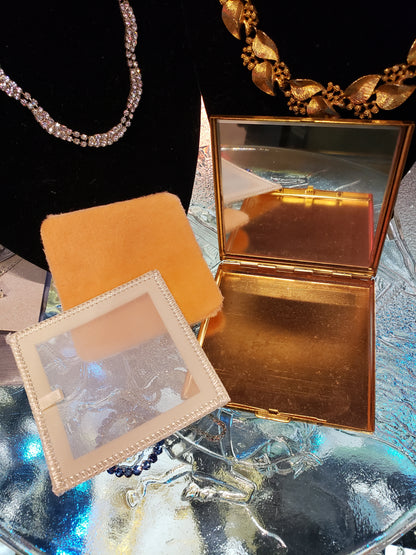 1950s Gold Tone Mirrored Compact