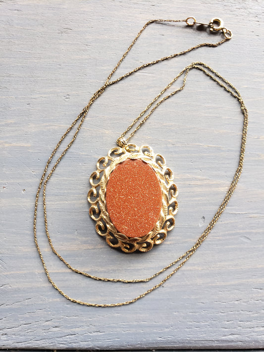 14K GF Chain & Goldstone Pendant