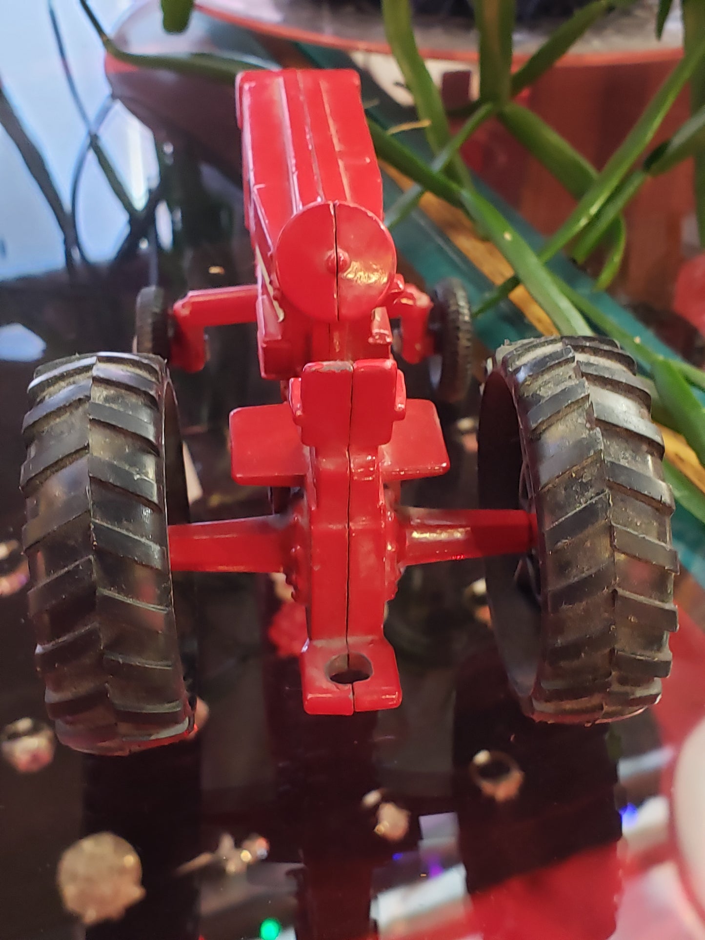 Red metal International tractor toy