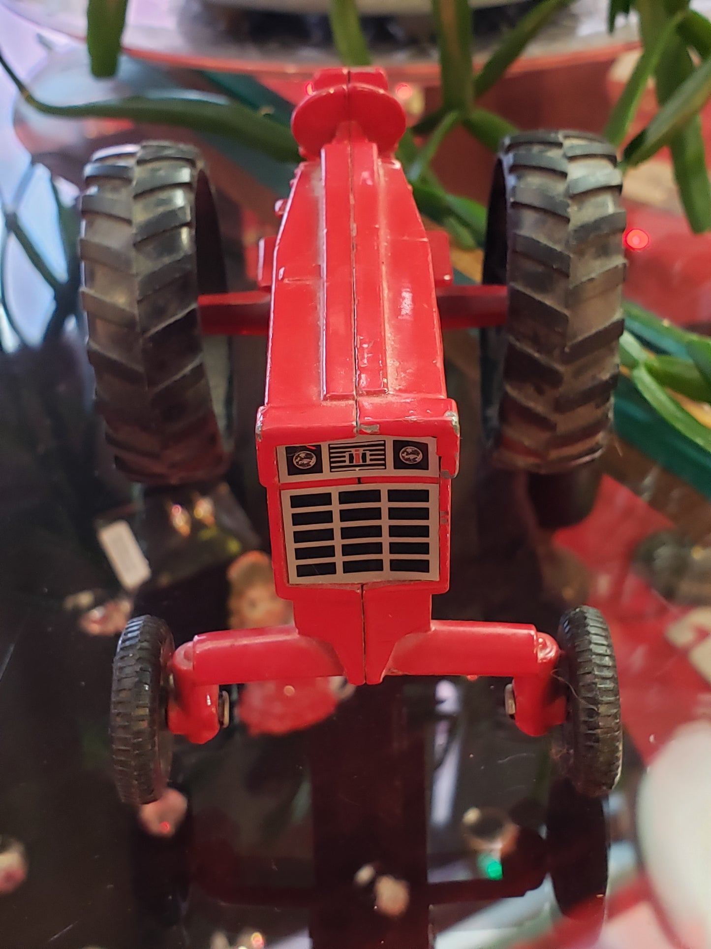 Red metal International tractor toy