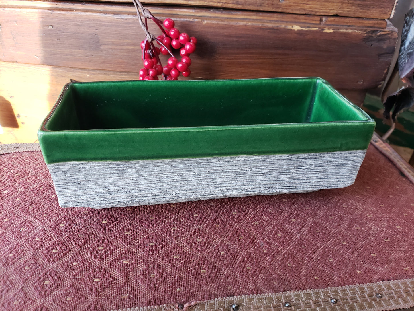 Green and Grey vintage planter/ trinket tray