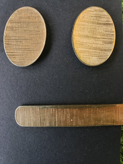 Burnished Brass cuff link and tie bar set