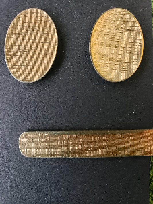 Burnished Brass cuff link and tie bar set