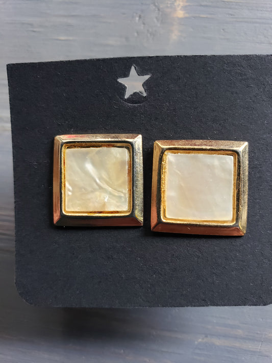 Square brass and Mother of Pearl cuff links