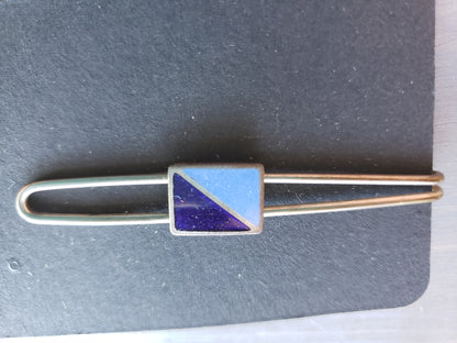 Two Toned blue vintage tie clip