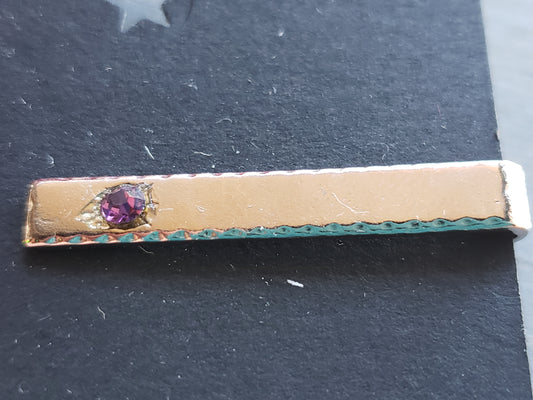 Vintage Tie Bar with purple faceted stone
