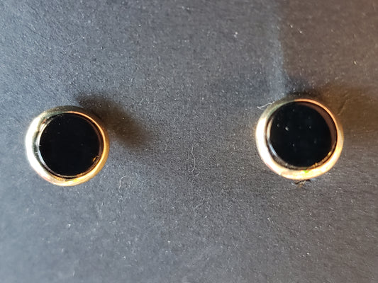 Small round black enamel cuff link set