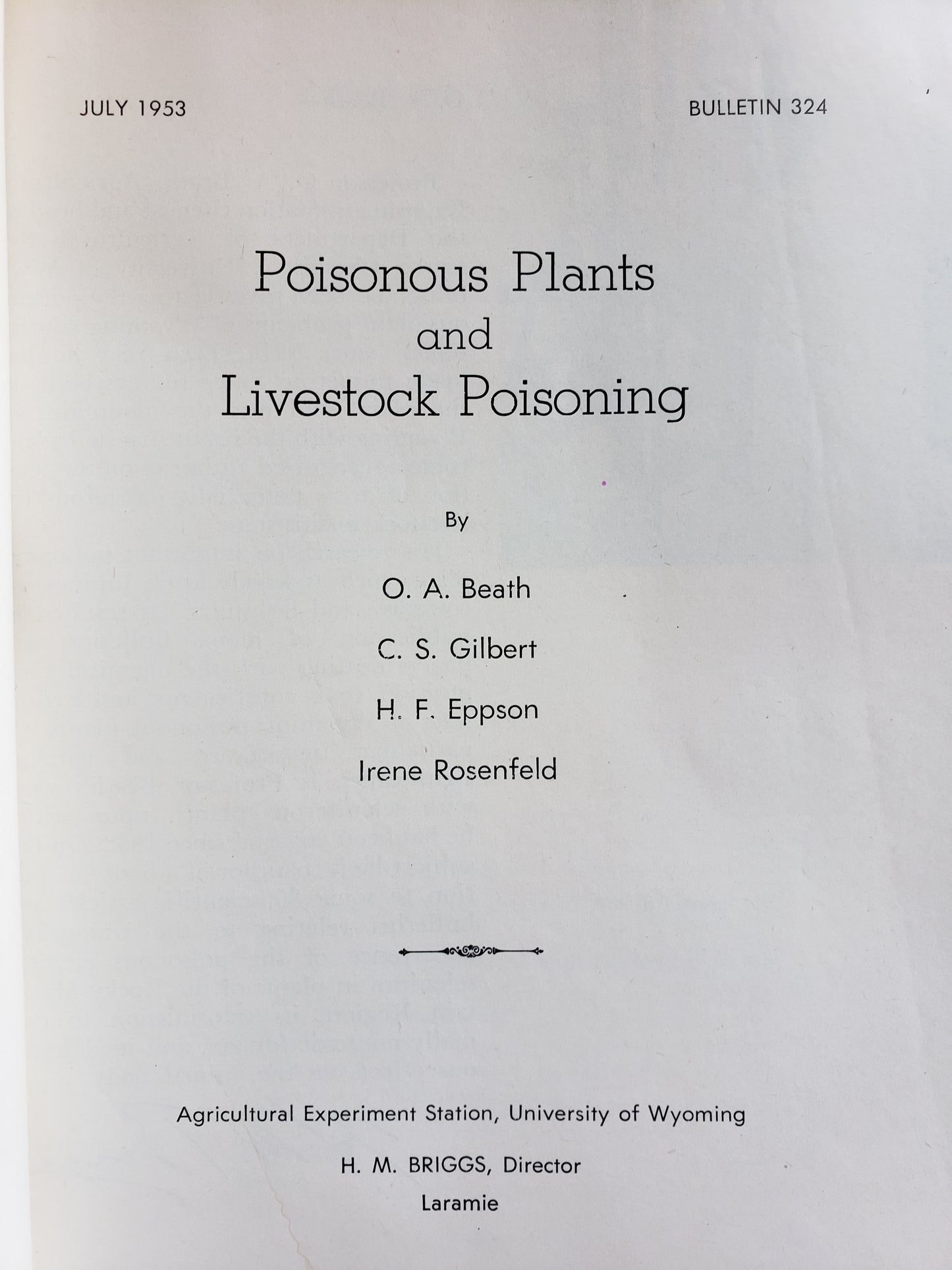 Poisonous Plants and Livestock Poisoning (1953)