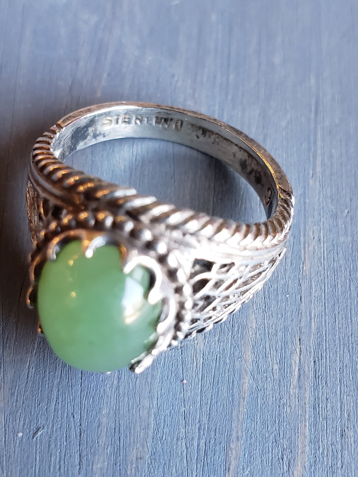 Sterling Jade ring size 7.5