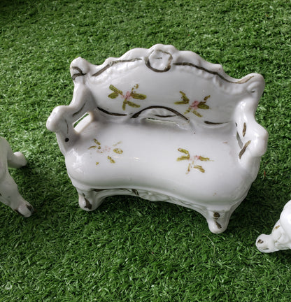Porcelain Dollhouse Furniture SET 7 pc + lid
