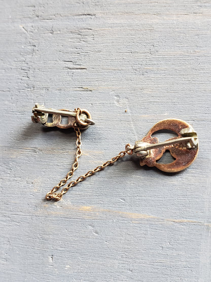 Daughters of Rebekah dual enamel pin with chain