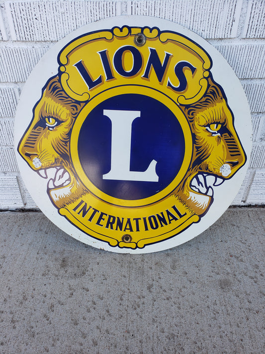 Vintage Lions Club porcelain sign