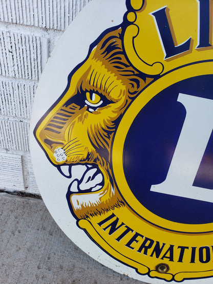 Vintage Lions Club porcelain sign