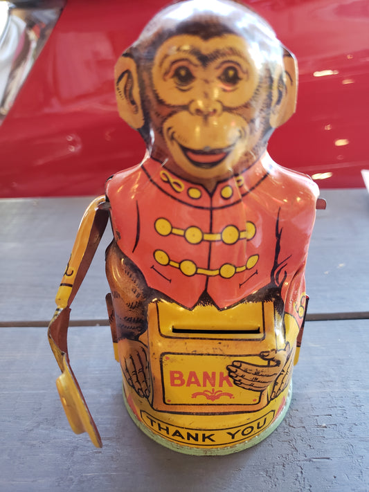 1940s J. Chein Tin monkey bank