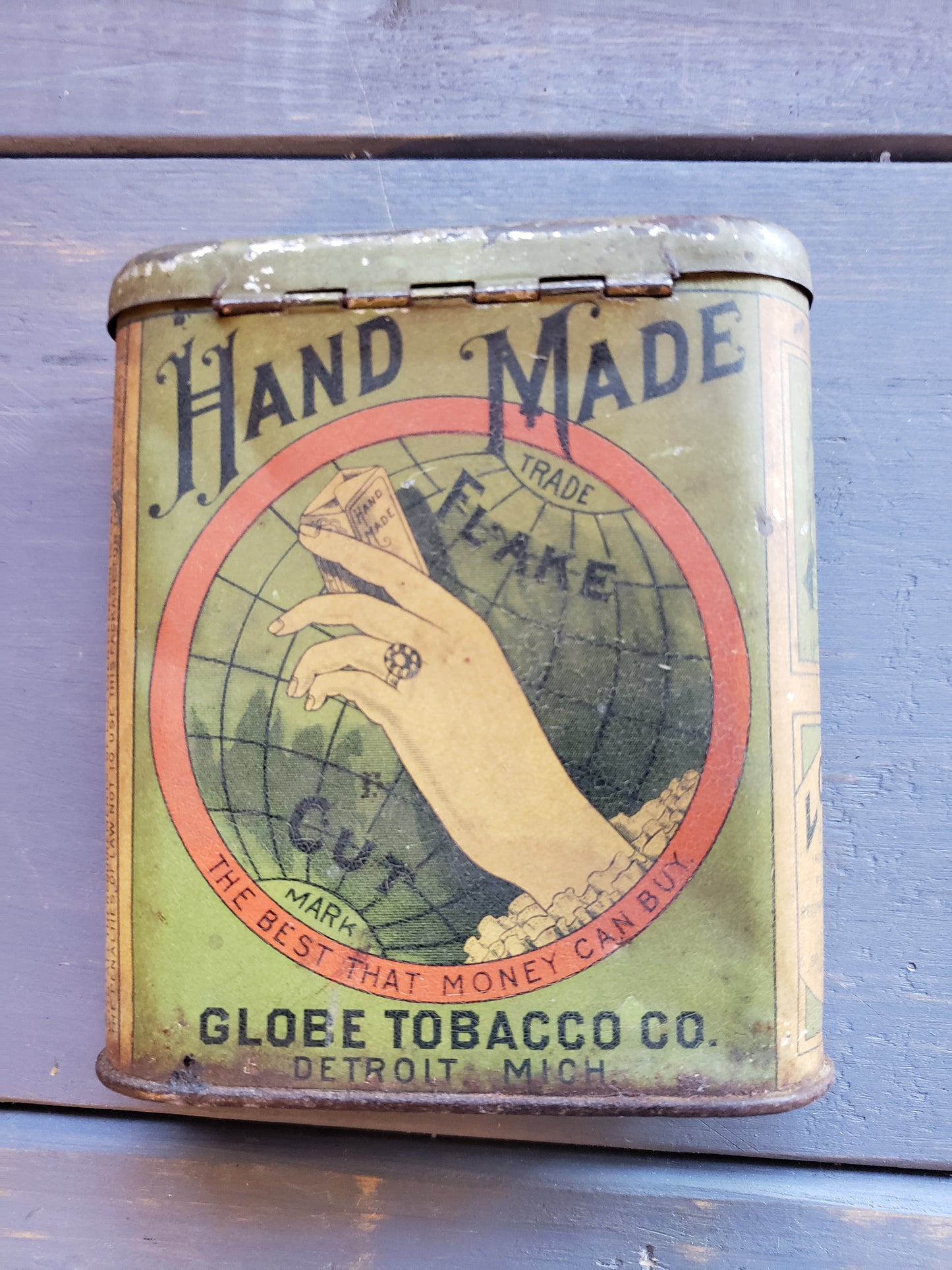 Globe Tobacco Co. Hand Made Flake Cut tin