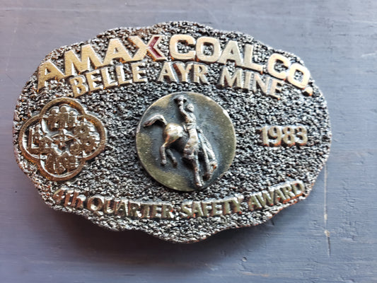 AMAX Coal Belle Ayr Mine 1983 belt buckle