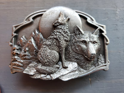 Pewter multi dimensional Wolf Belt Buckle