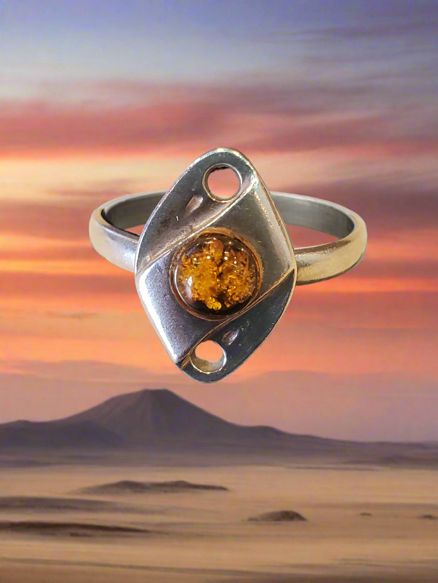 Sterling amber ring size 7