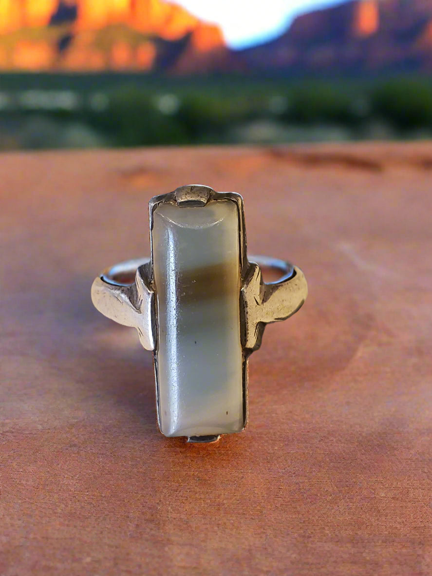Sterling agate ring size 7.5