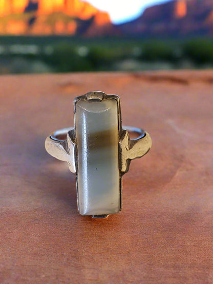 Sterling agate ring size 7.5