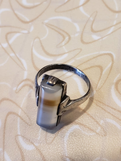 Sterling agate ring size 7.5