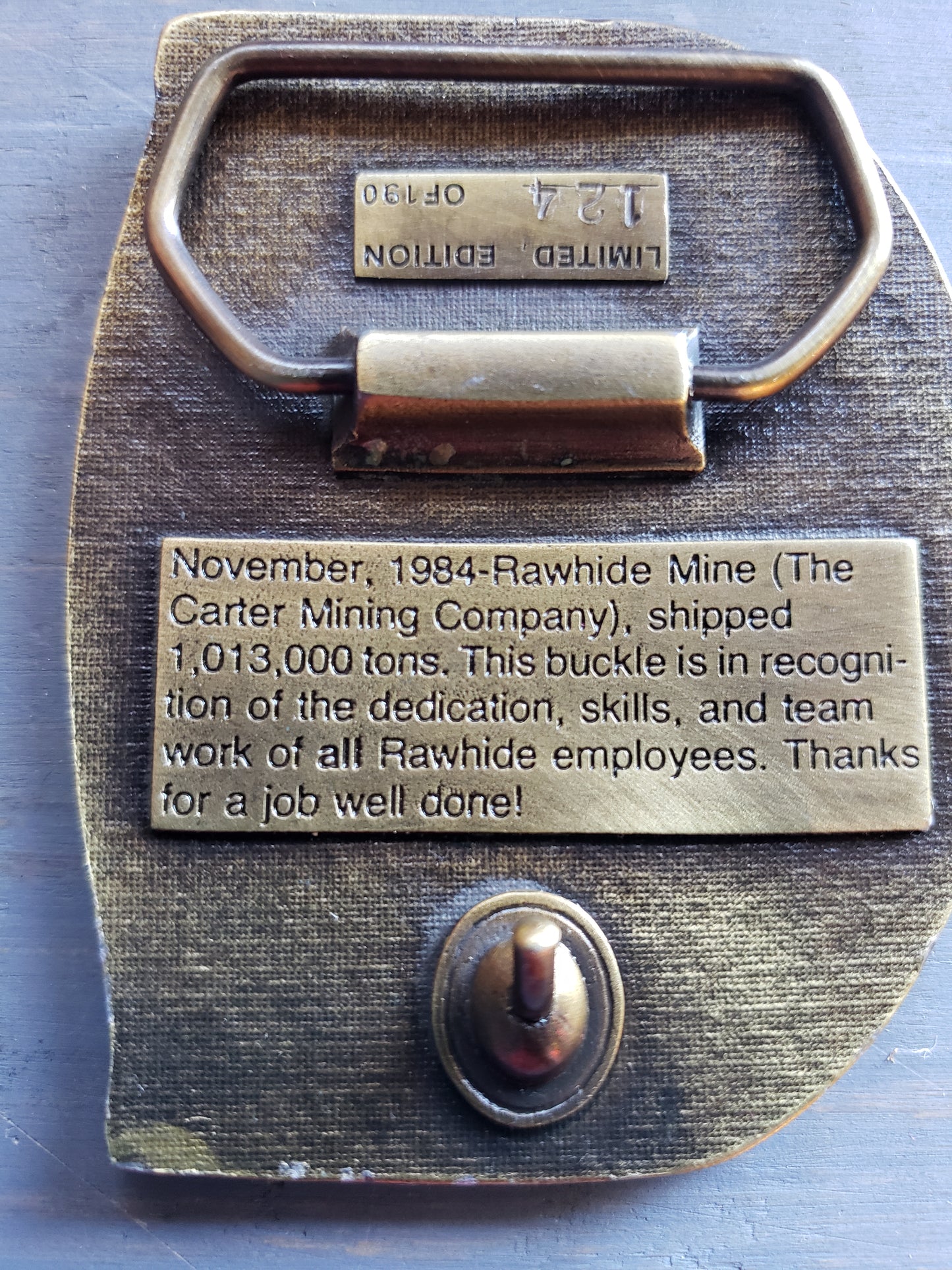Rawhide Mine belt buckle