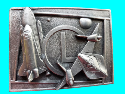 NASA Challenger shuttle and satellite belt buckle