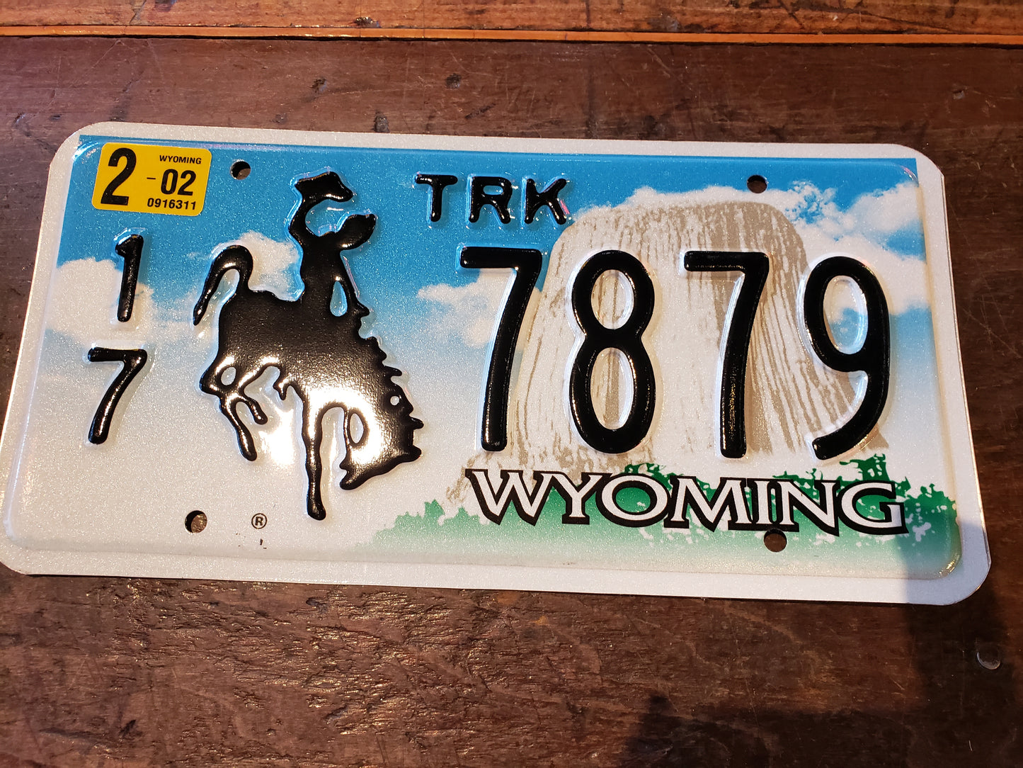 2002 Expired Embossed Wyoming Truck License Plate 17 7879