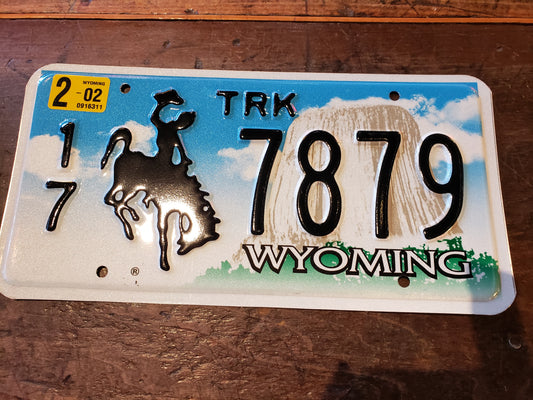 2002 Expired Embossed Wyoming Truck License Plate 17 7879