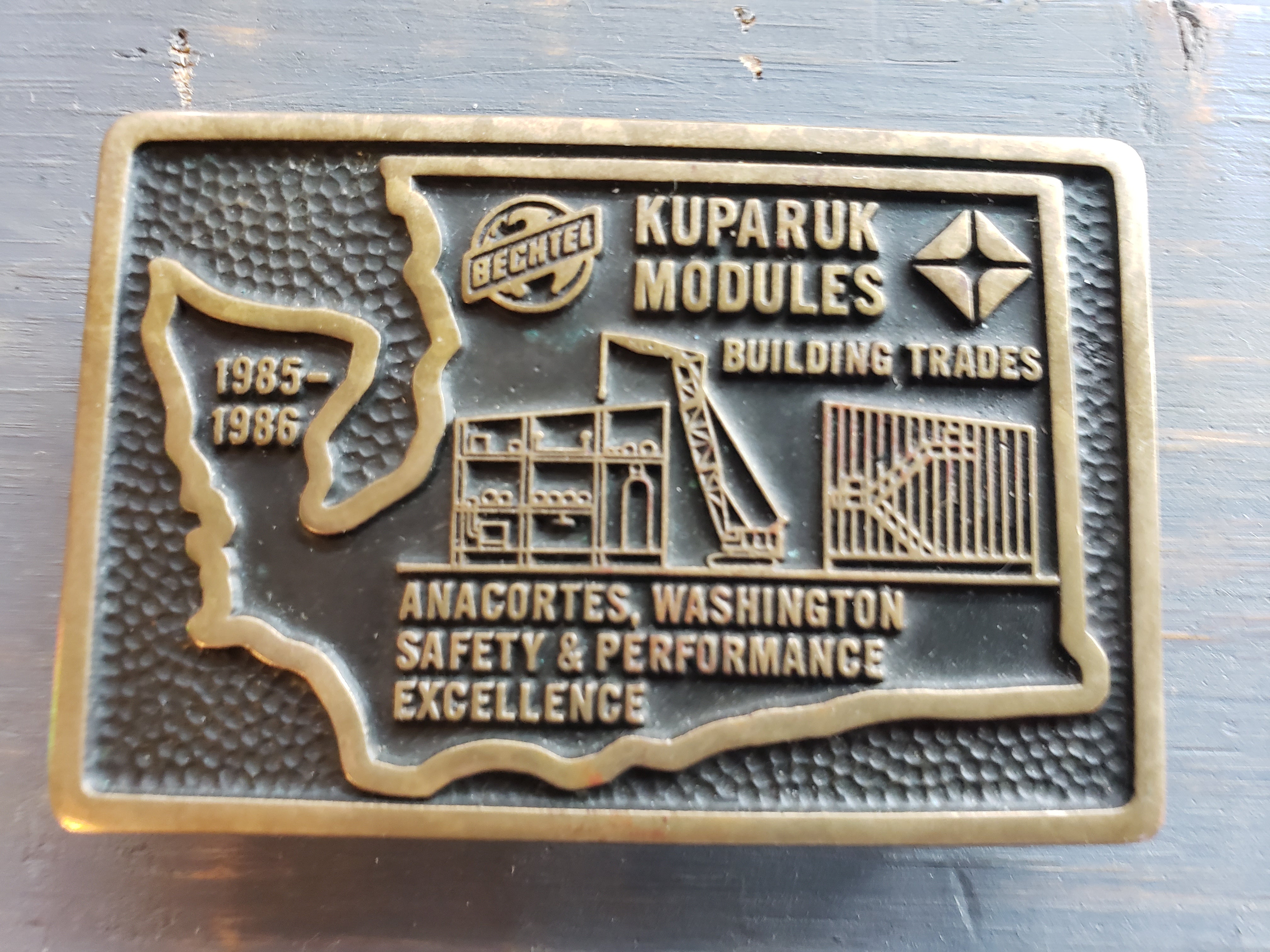 Anacortes Brass Works Kuparuk Modules belt buckle – Frontier Auto Museum