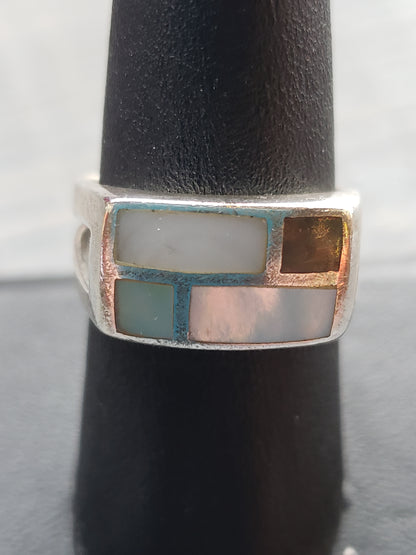 Sterling signet ring with abalone size 8
