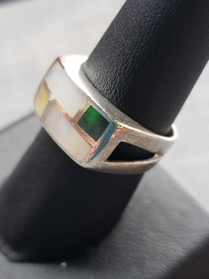 Sterling signet ring with abalone size 8