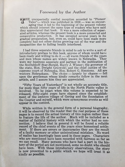 Fifty Years of Yesterdays by A.B. Wood (Nebraska History)