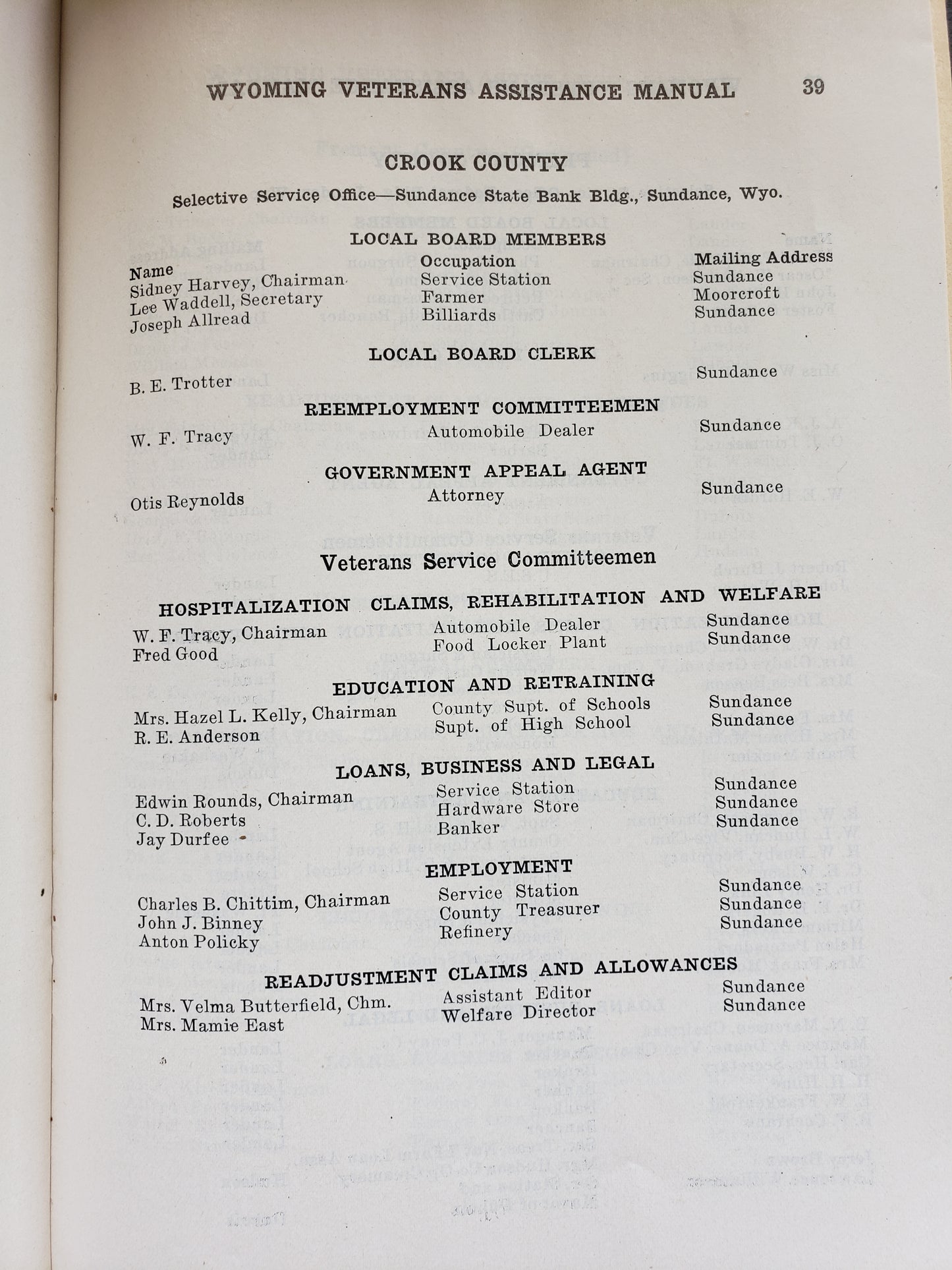 Wyoming Veteran's Assistance Manual (1945)