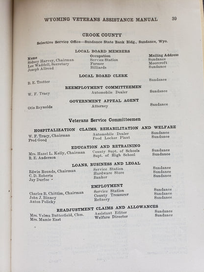Wyoming Veteran's Assistance Manual (1945)