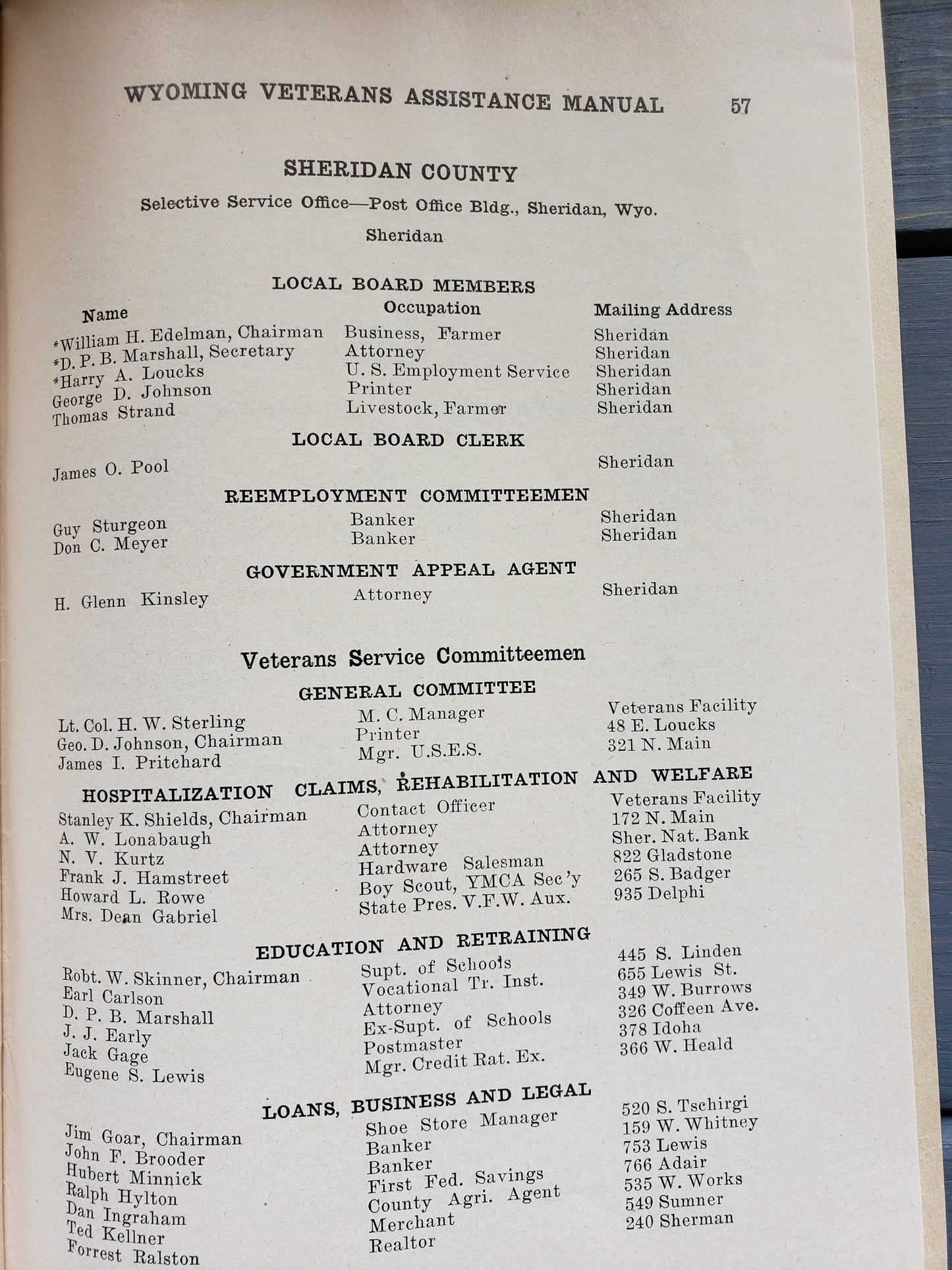 Wyoming Veteran's Assistance Manual (1945)
